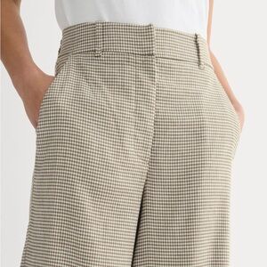 Everlane brown and White Checkered women’s wide leg linen pants